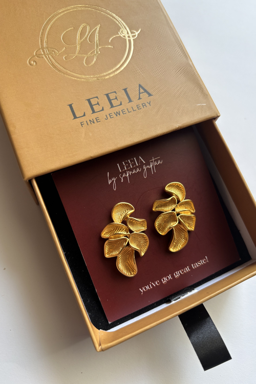 Golden Muse Leaf Studs
