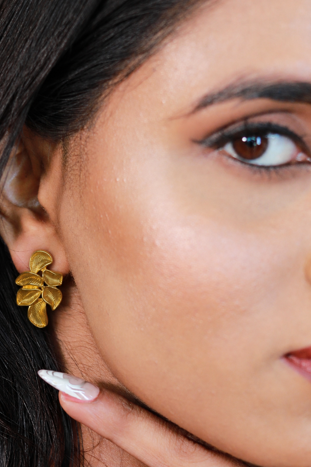 Golden Muse Leaf Studs