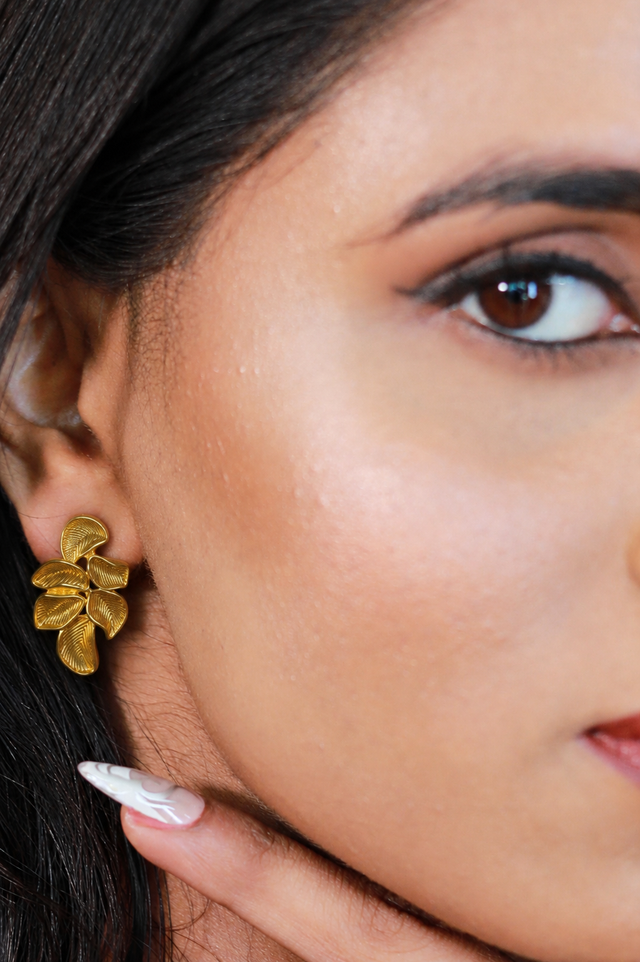 Golden Muse Leaf Studs