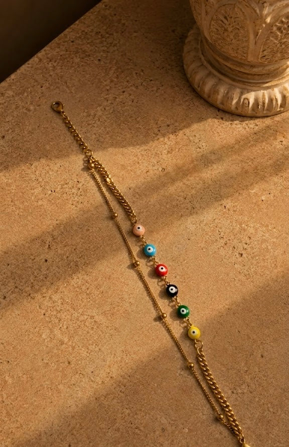 Rainbow Nazar Anklet